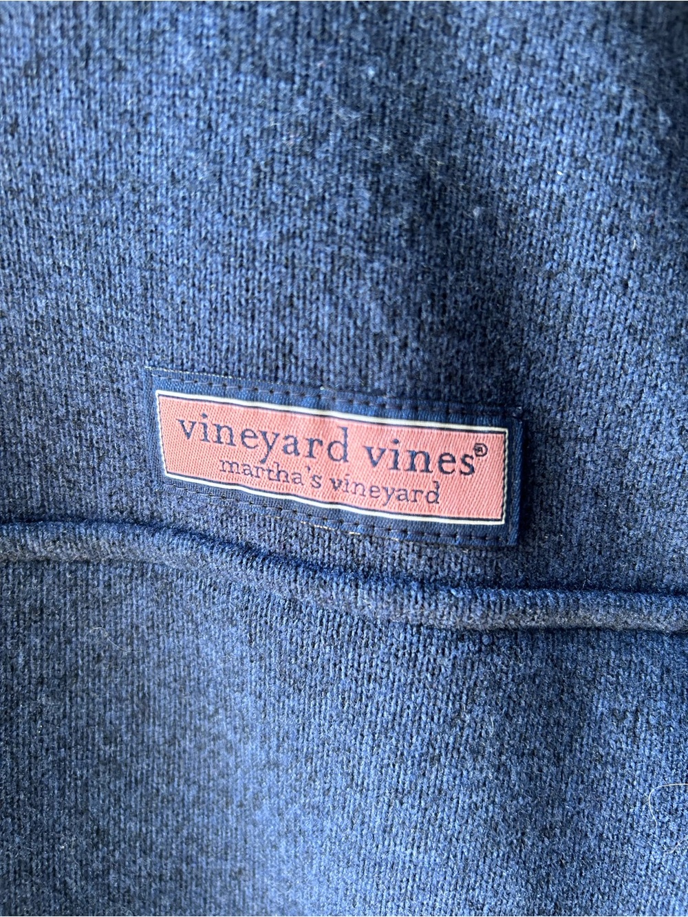 Vineyard Vines Blue Heather Shep BrownCorduroy Shoulder Fleece Pullover. Men’s L - Picture 3 of 8